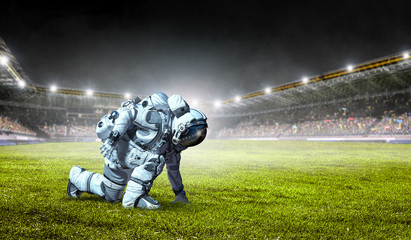 Wall Mural - astronaut starting to run. mixed media