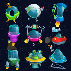 Wall Mural - space ships set