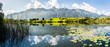 Stockhornkette und Uebeschisee, Amsoldingersee, Gürbetal, Kanton Bern, Panorama Berner Alpen, Schweiz