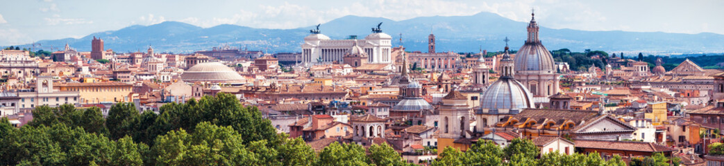 Sticker - Aerial panoramic view of Rome, Italy. Nice city skyline.