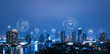 © stnazkul - Cityscape with connecting dot technology of smart city conceptual