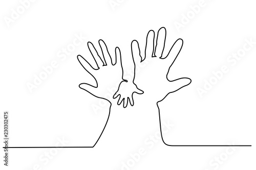 Continuous One Line Drawing Abstract Hands Woman And Man Holding