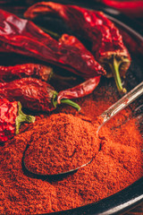 Spoonful of ground red chili pepper