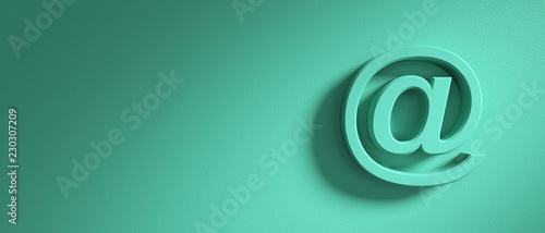 Fotomural Email sign on green wall background, banner, copy space