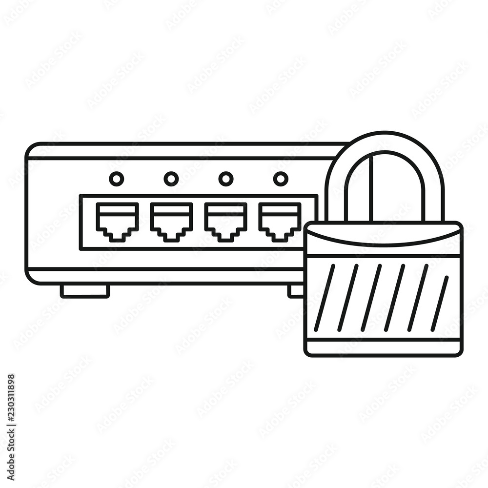 Router Backdoor Icon Router protected icon. Outline illustration of router protected vector ...