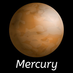 Wall Mural - Mercury planet icon. Realistic illustration of mercury planet vector icon for web design