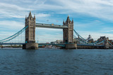 Fototapeta Londyn - Tower Bridge on Thames river looking in London, England, UK