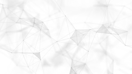 Abstract white futuristic background. White background. connecting dots and lines on white background. 4k rendering.