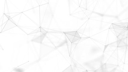 Fototapete - Abstract white futuristic background. White background. connecting dots and lines on white background. 4k rendering.