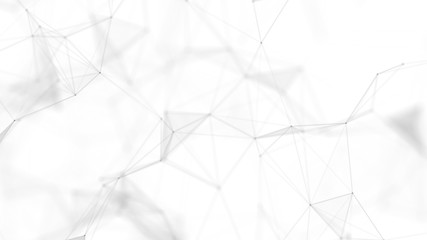Fototapete - Abstract white futuristic background. White background. connecting dots and lines on white background. 4k rendering.