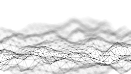 Leinwandbilder - Data technology background. Abstract background. Connecting dots and lines on dark background. 3D rendering. 4k.