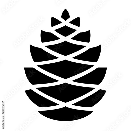 Cuadros en Lienzo Simple pine cone icon. Black silhouette. Isolated on white