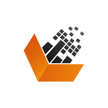 Pixel Technology Arrow Logo In Orange Black Color