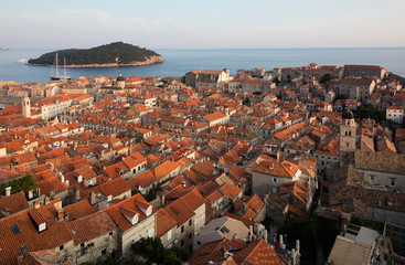 Sticker - Dubrovnik, Croatia, known as the Pearl of the Adriatic, one of the most prominent tourist destinations in the Mediterranean, a UNESCO World Heritage site.