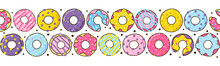 Seamless Border With Color Donuts