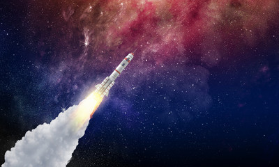 Wall Mural - rocket space ship . mixed media
