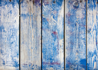 Wall Mural - Vintage wooden dark blue boards. Front view with copy space.