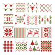 Christmas pixel ornament. Set of winter  vector.