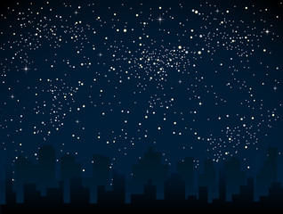 realistic starry sky with blue glow shining stars.
