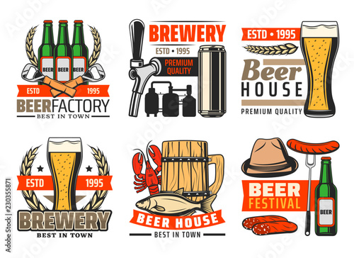 Beer bar and brewery pub vector icons © Vector Tradition