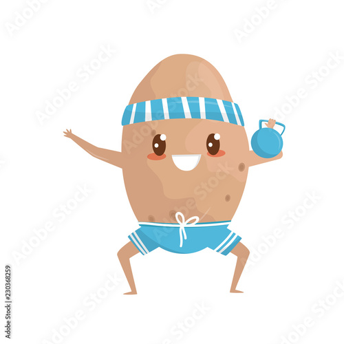 Funny Potato Doing Squat Exercises With Weight Sportive Vegetable Cartoon Character Doing Fitness Exercise Vector Illustration On A White Background Buy This Stock Vector And Explore Similar Vectors At Adobe Stock