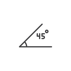 45 degrees angle outline icon. linear style sign for mobile concept and web design. geometry angle s