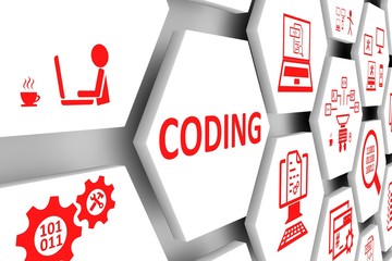 CODING concept cell background 3d illustration