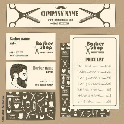 Hair Salon Barber Shop Vintage Business Cards And Prices
