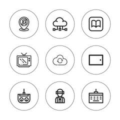 Collection of 9 outline multimedia icons