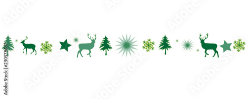 Fotografía grüner Banner Band mit Weihnachtsmotiven als Hintergrund