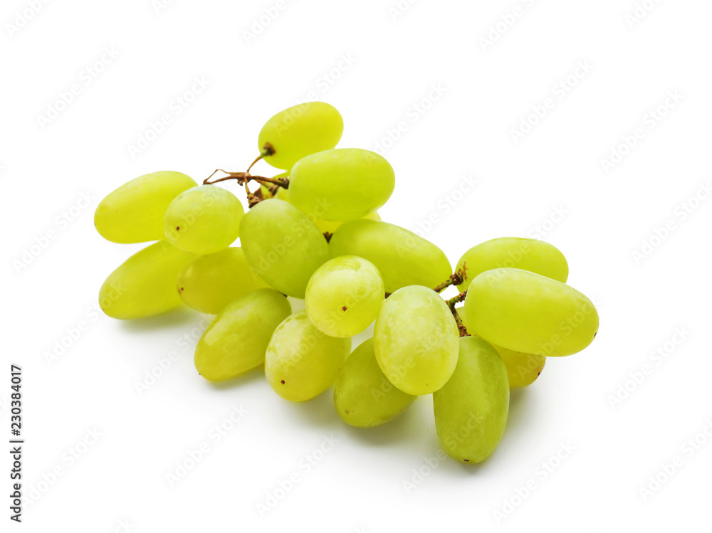 Fresh ripe juicy grapes on white background