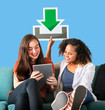 © Rawpixel.com - Young female friends holding a download icon
