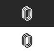 Isometric letter O initial or number zero monogram, creative 3d door logo, smooth perspective shape linear design template