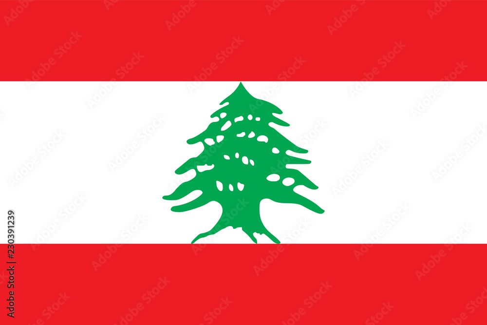 Vector flag of the Lebanese Republic. Proportion 2:3. The national flag of Lebanon. - obrazy, fototapety, plakaty 