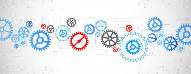 Abstract technological background with various cogwheels. Vector illustration.