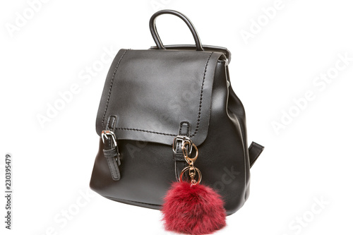Black Women Bag Backpack With Decoration Black Leather Backpack