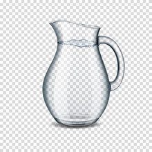 Realistic Transparent Glass Jug Isolated
