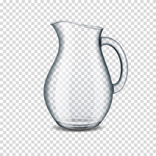 Realistic Transparent Glass Jug Isolated