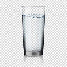 Realistic Transparent Glass Of Water Isolated 