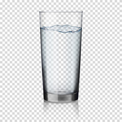 realistic transparent glass of water isolated 