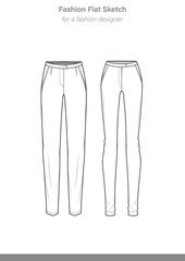 Sticker - PANTS technical drawings Illustrator vector template	