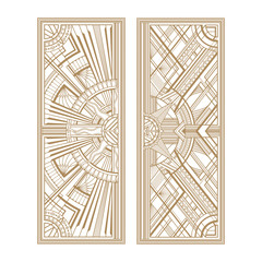Gray art deco panels isolated on white background