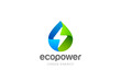 Water drop Flash Thunderbolt Logo design green energy vector