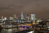 Fototapeta Miasto - Colorful Business Center Cityscape With View Of River Thames In London, UK At Night.