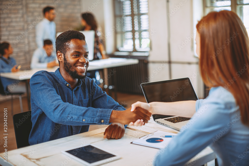 Job Interview Different Races Young black man in a job interview Stock Photo | Adobe Stock