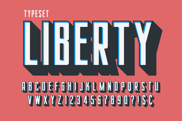 Wall Mural - retro 3d display font design, alphabet, letters