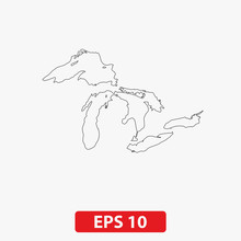 Map Of Great Lakes. Vector