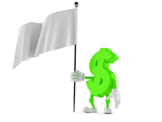 Wall Mural - Dollar character holding white flag