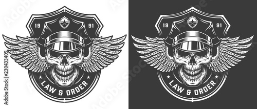 Vintage monochrome police logo template