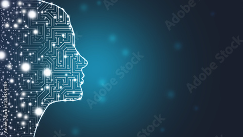 Cuadros en Lienzo Big data network - women silhouette aix - system / cyberspace web design